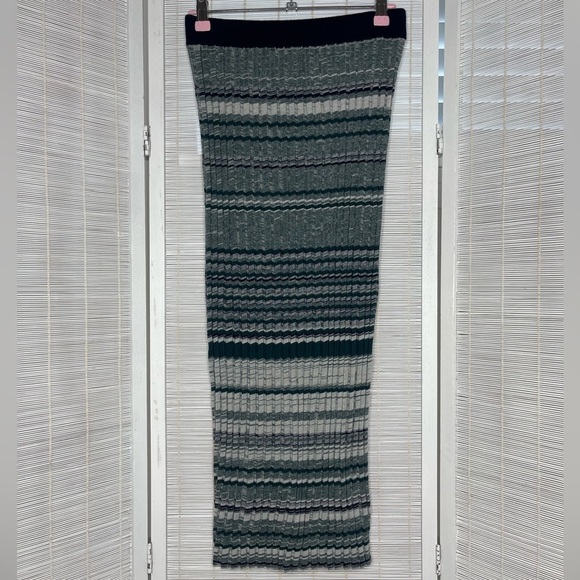 Ramy Brook Knit Stretch Midi Skirt Size S Multicolored Navy Base Stretch Waist - Picture 1 of 8